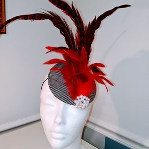 Tweed pheasant race hat fascinator couture Derby